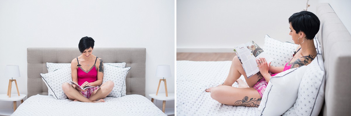 Photographe femme Lille pyjama cocooning séance photo lingerie